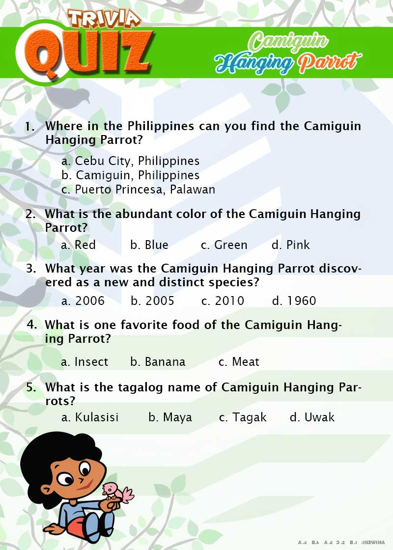 Camiguin Hanging Parrot Quiz page 4